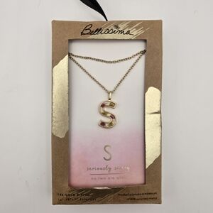 Bellissima 14K Gold Dipped Flower Pressed "S" Initial Multi Strand Necklace